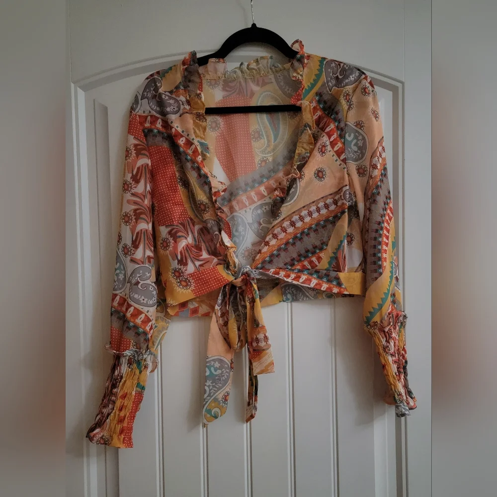 NEW Vibrant Patchwork 2pc Pant Suit - Multicolor - Picture 4 of 5